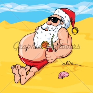 cartoon-santa-on-beach